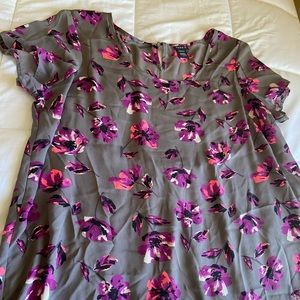 Grey and flower fall blouse